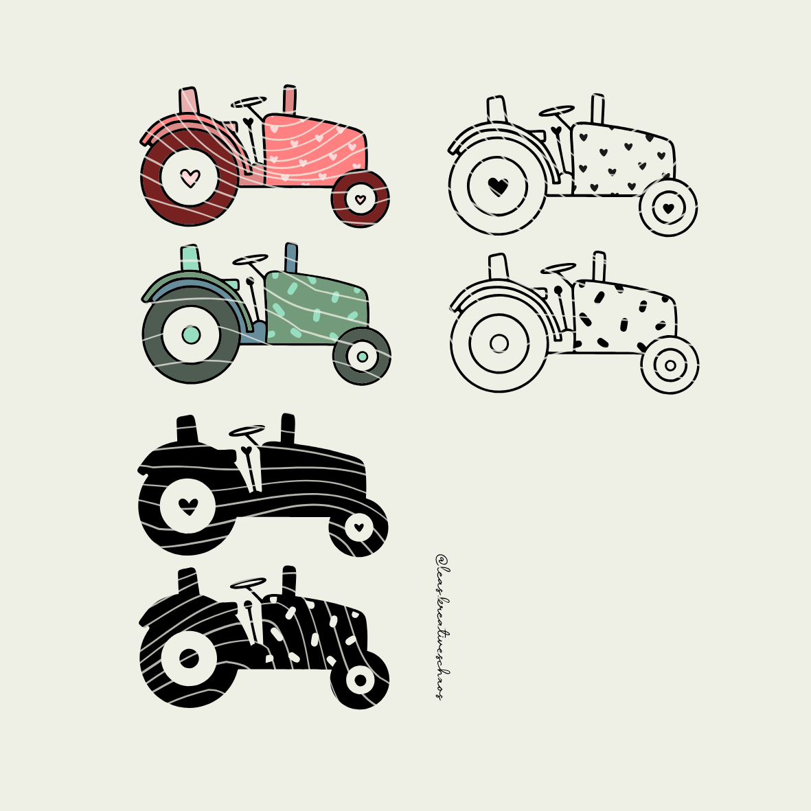 Plotterdatei Traktor - Kids, bunt -  PNG DXF PDF SVG