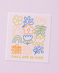 Bügelbild Blumen - Smile and be Kind - Iron On