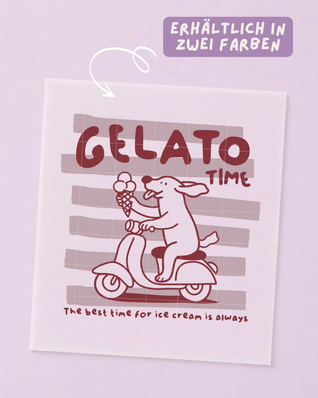 Bügelbild Eis - Gelato Time - Hund, Eis, Sommer - Iron On