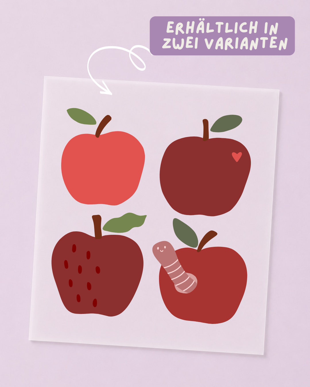 Bügelbild Apfel Wurm | DTF Transfer zum Aufbügeln
