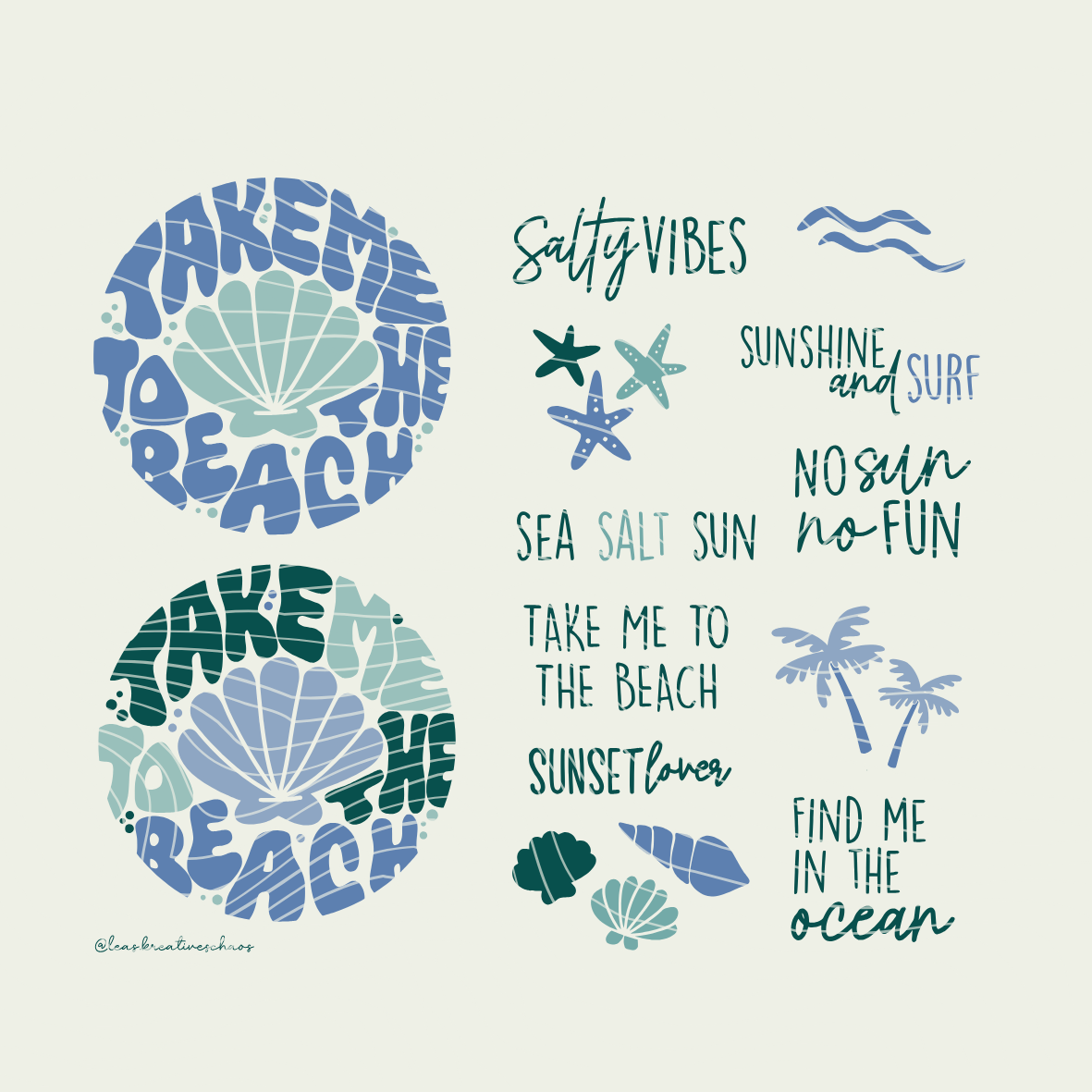 Plotterdatei Meer - Summer Bundle - Sommer Palmen Beach - Sweatshirt - PNG DXF PDF SVG