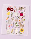 Set - Bügelbild Bauernhof - Traktor, Tiere, Blumen Iron On