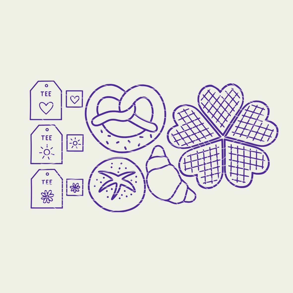 Plotterdatei Waffel, Teebeutel, Tea Time - Spielküche - PNG DXF PDF SVG