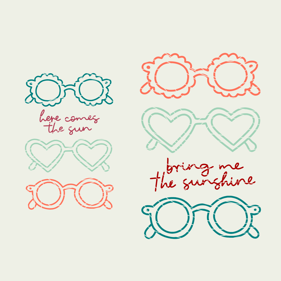 Plotterdatei Sonnenbrillen Sunglasses - Matching Outfits, Partnerlook - PNG DXF PDF SVG
