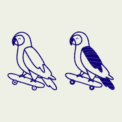 0 € Datei - Plotterdatei Papagei - Skateboard - PNG DXF PDF SVG
