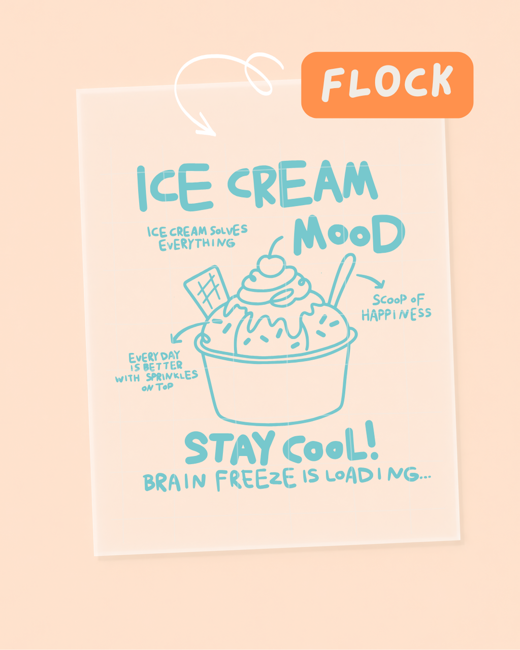 FLOCK Bügelbild Eis - Ice Cream Mood - Sommer - Flock Iron On