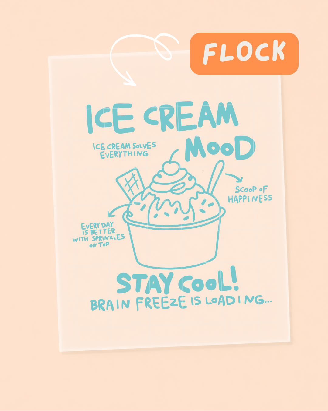 FLOCK Bügelbild Eis - Ice Cream Mood - Sommer - Flock Iron On
