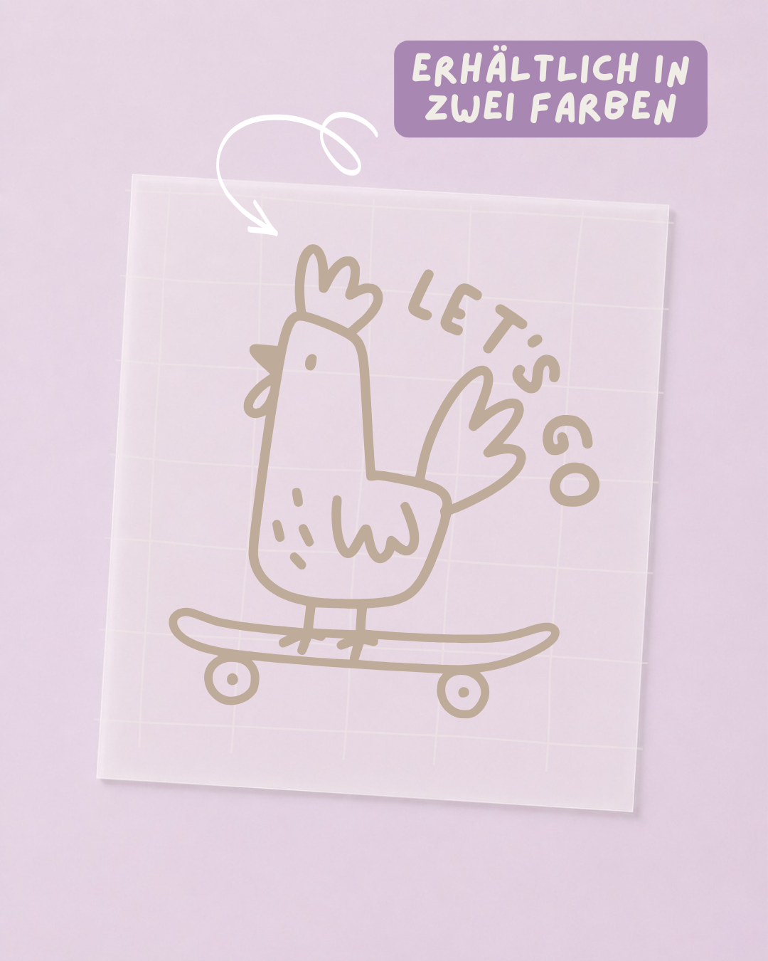 Bügelbild Huhn - Henne, Hahn - Skateboard Iron On