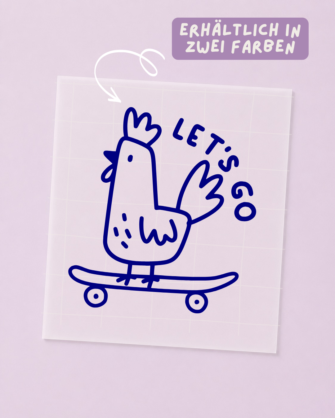 Bügelbild Huhn - Henne, Hahn - Skateboard Iron On