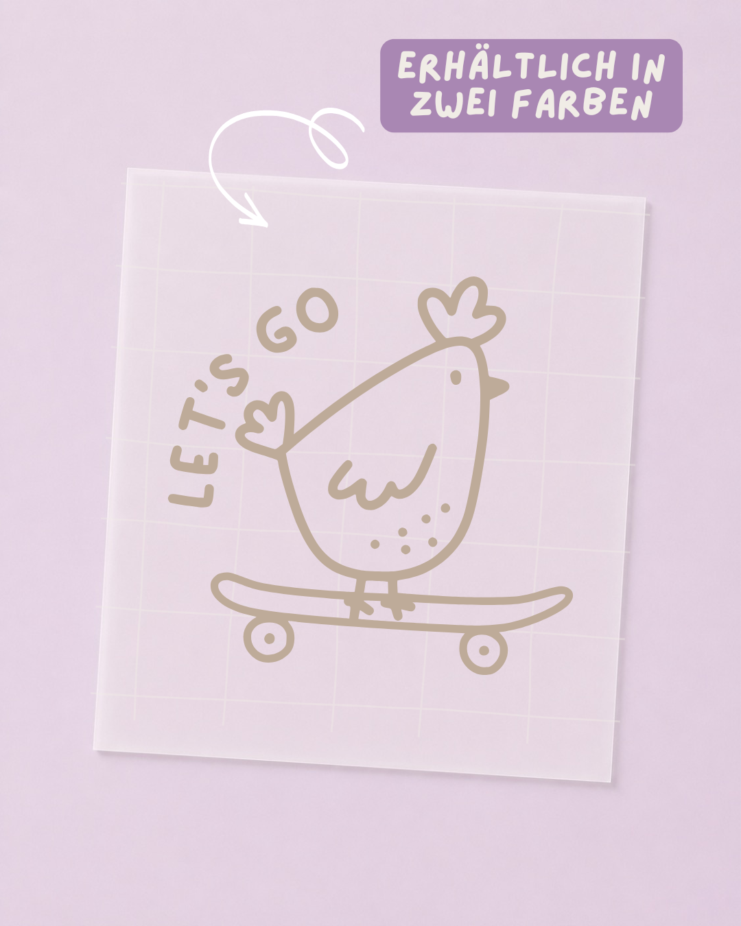 Bügelbild Huhn - Henne, Hahn - Skateboard Iron On
