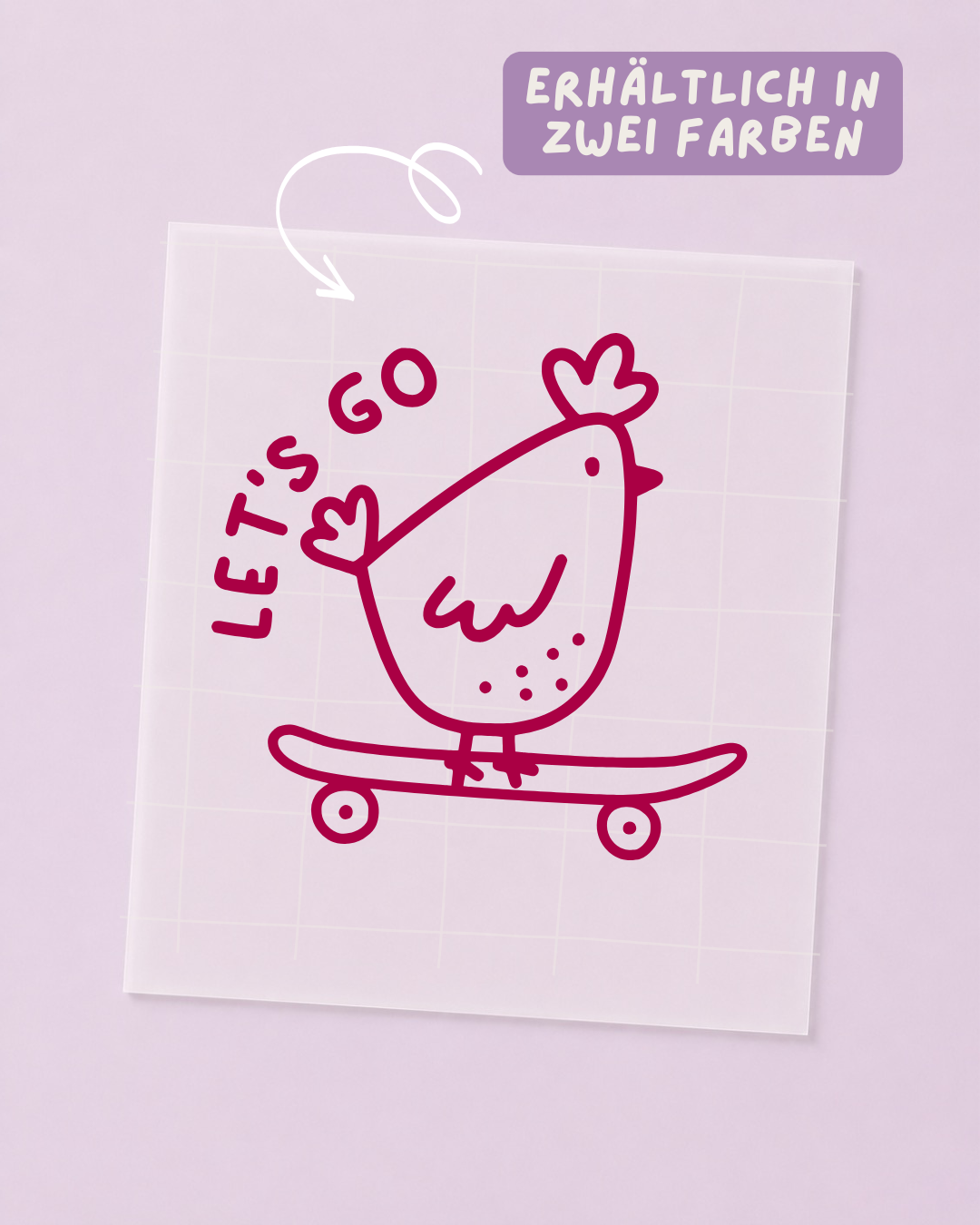 Bügelbild Huhn - Henne, Hahn - Skateboard Iron On