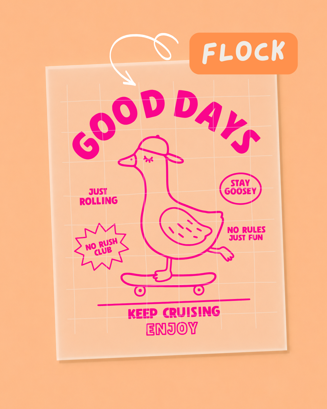 FLOCK Bügelbild - Good Days Goose - FLOCK Iron On