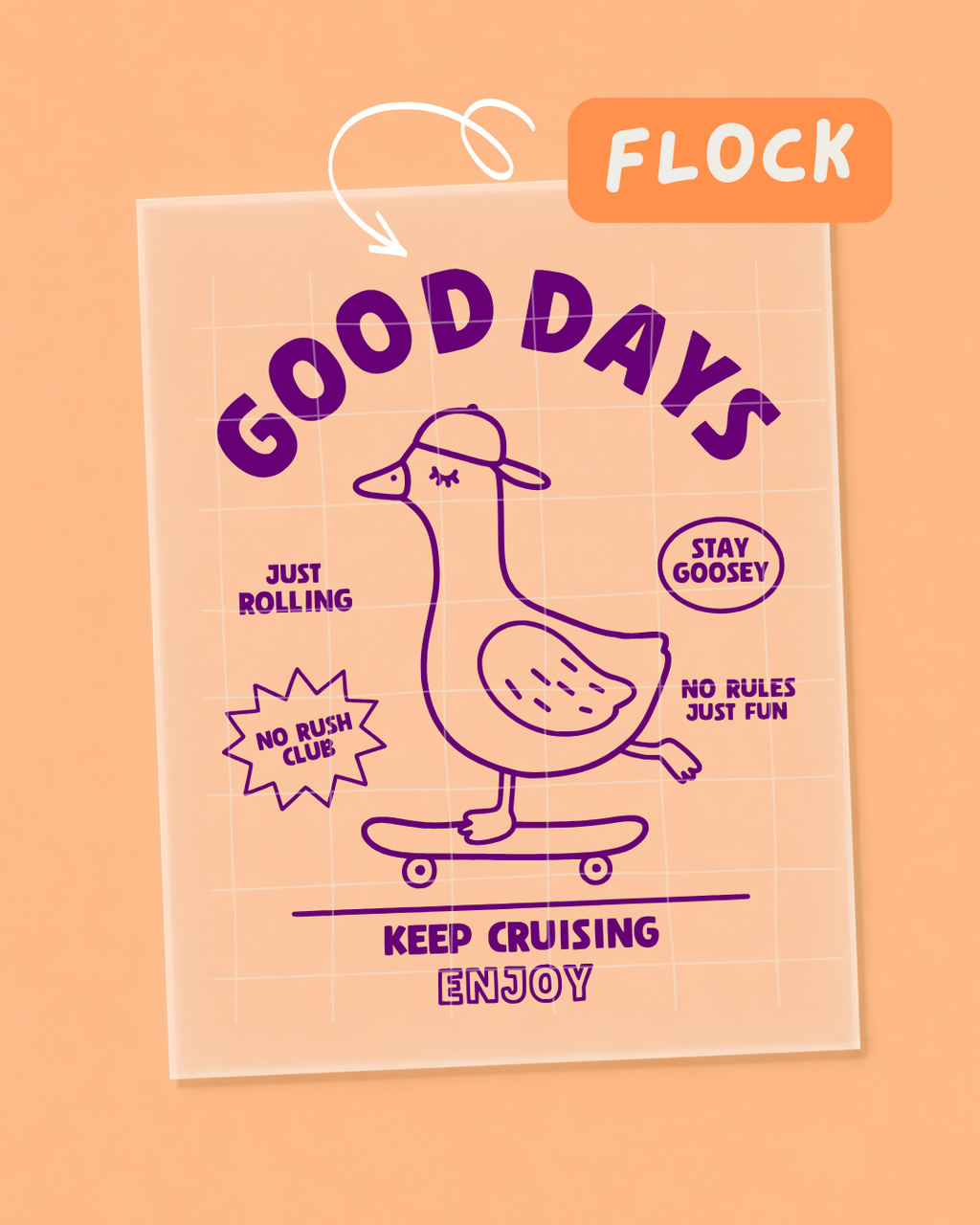 FLOCK Bügelbild - Good Days Goose - FLOCK Iron On