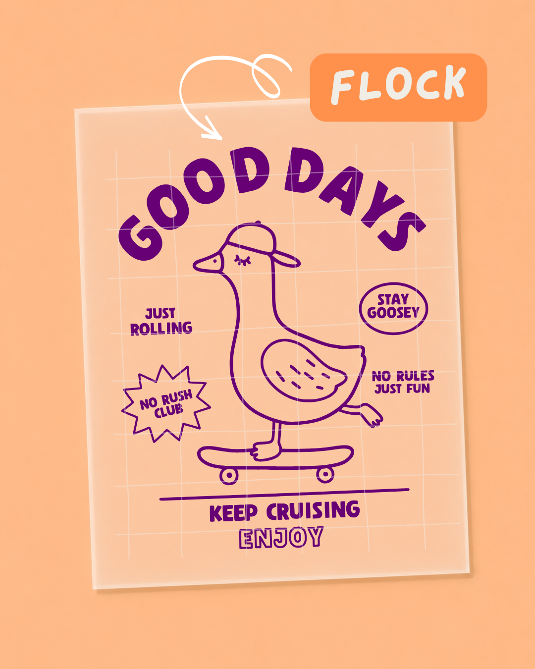 FLOCK Bügelbild - Good Days Goose - FLOCK Iron On