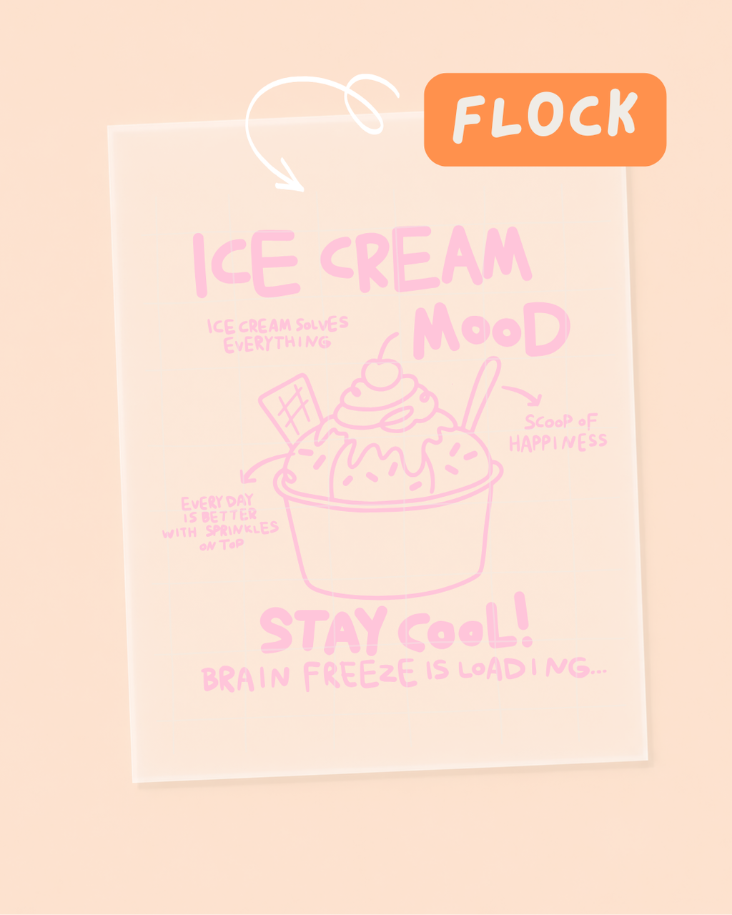 FLOCK Bügelbild Eis - Ice Cream Mood - Sommer - Flock Iron On