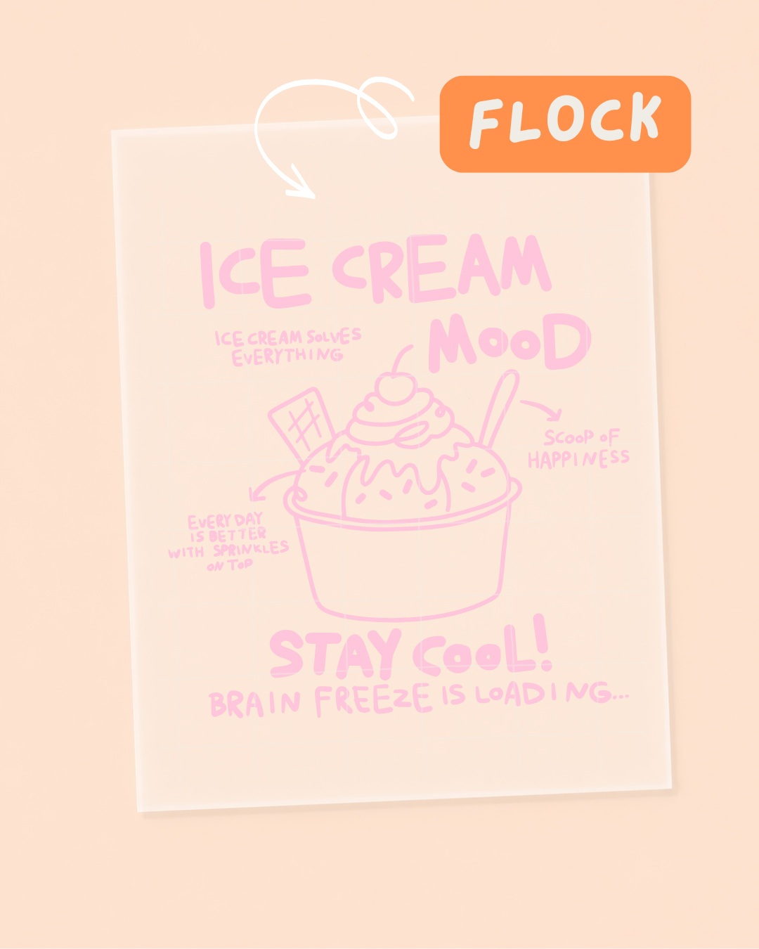 FLOCK Bügelbild Eis - Ice Cream Mood - Sommer - Flock Iron On