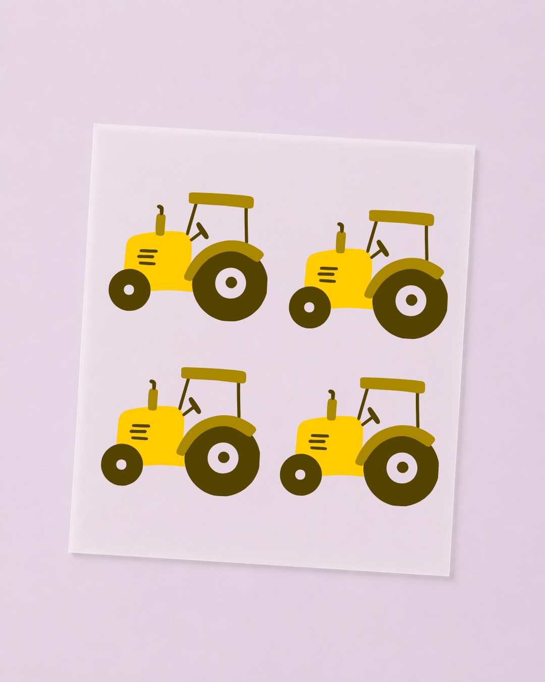 Bügelbild Traktor Set - 4 Stück - Mini I DTF Transfer zum Aufbügeln