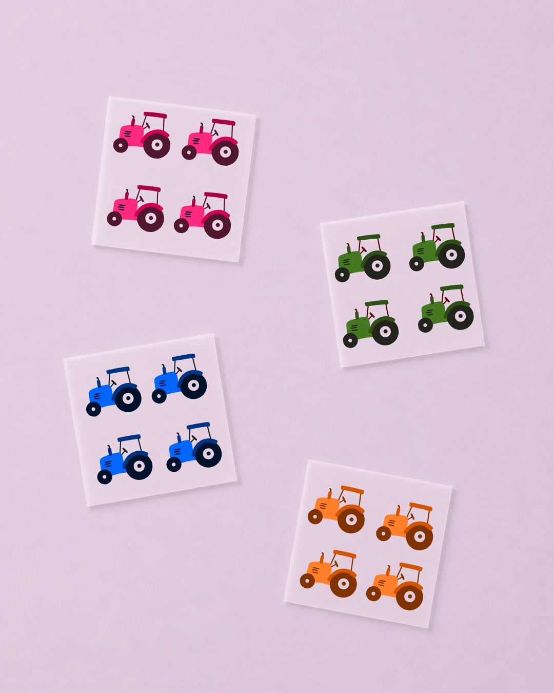 Bügelbild Traktor Set - 4 Stück - Mini I DTF Transfer zum Aufbügeln