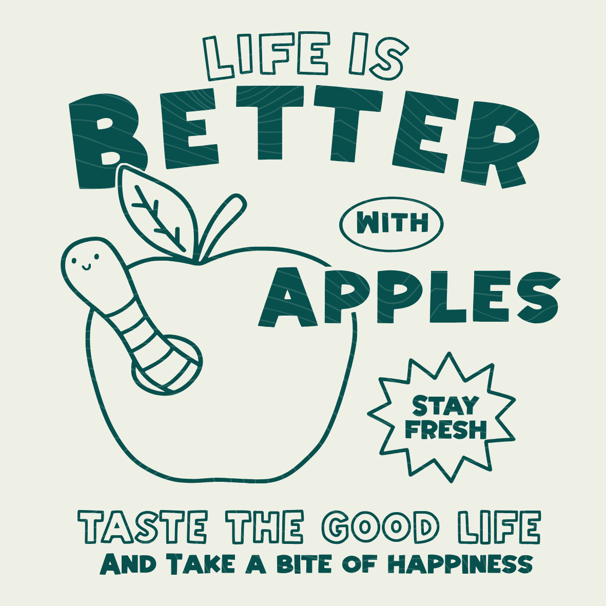 Plotterdatei Apfel - Life is better with apples - PNG DXF PDF SVG